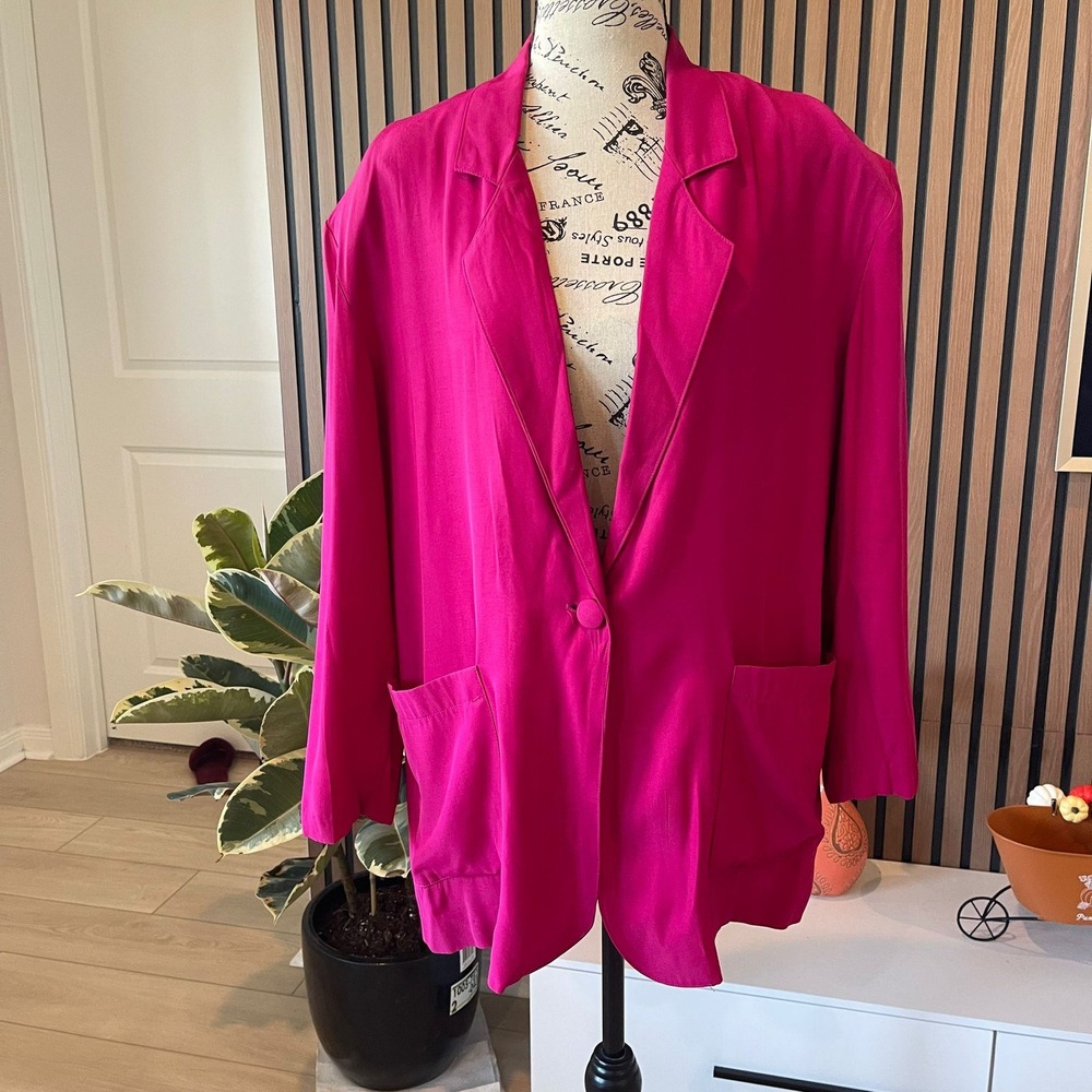 Vintage Hot Stuff Blazer Women's Small‎ Pink Single Button Career Jacket